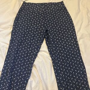 Lands' End Starfish Paisley Print Straight Leg Pull On Knit Pants / LP